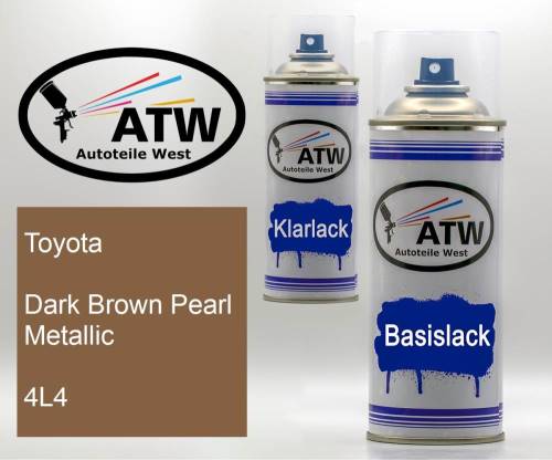 Toyota, Dark Brown Pearl Metallic, 4L4: 400ml Sprühdose + 400ml Klarlack - Set, von ATW Autoteile West.